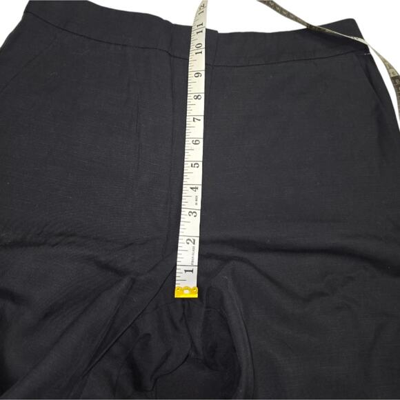 Loft Women's Black Gaucho Wide Leg Linen Blend Cropped Pants Size 6 - Picture 8 of 8